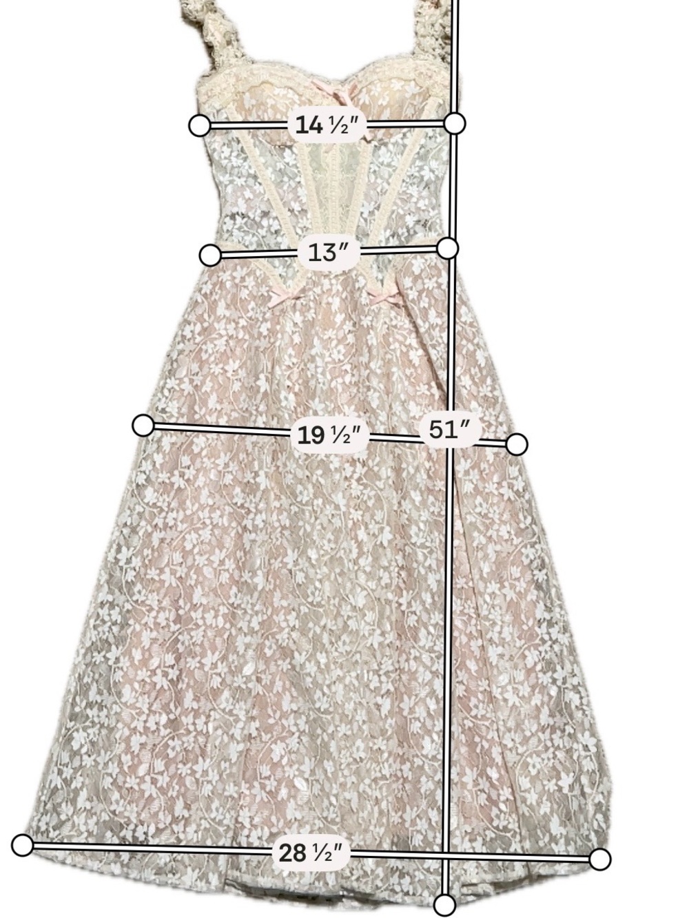 Lace Made The Glass Candy Corset Dress Ivory Floral Coquette Wedding Medium - Picture 5 of 12